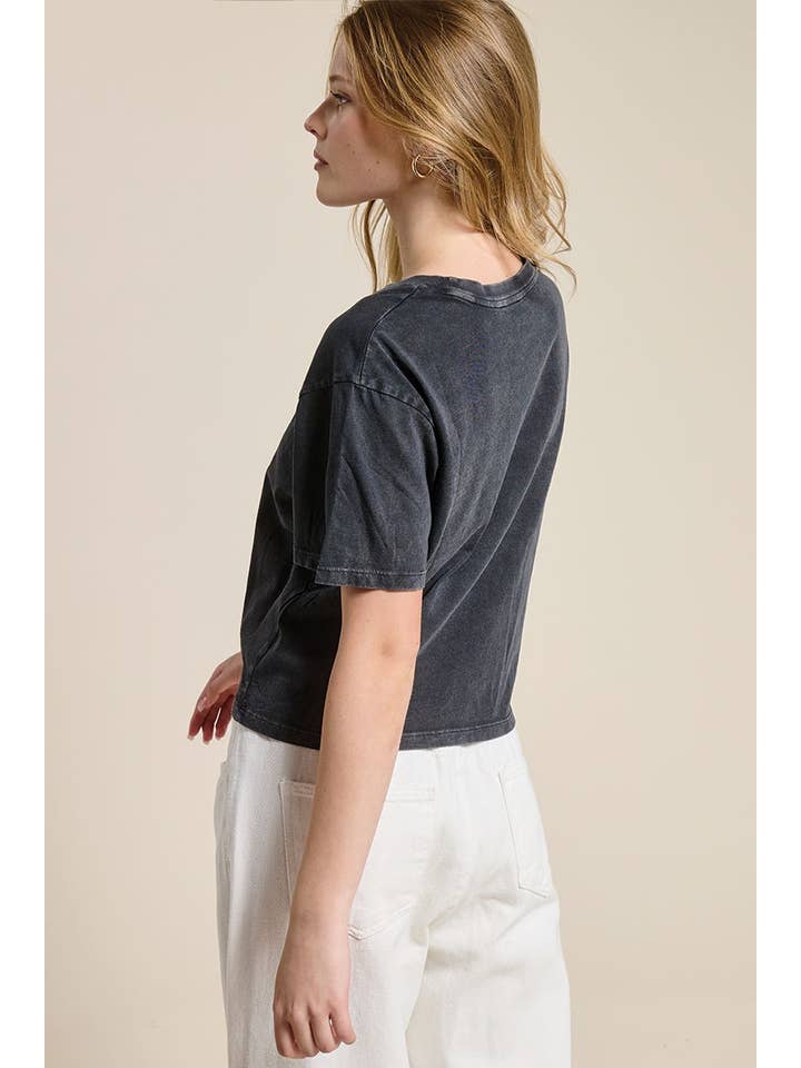 Zutter - Wholesale Screen Printed T-Shirt - Women's - PUFF' Free Bird Wild Spirit Graphic S/S Washed Faux Crop Top3