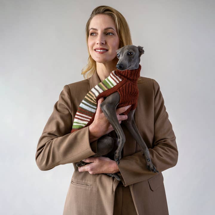 Alqo Wasi - Wholesale Pet Sweater - Dog - Rusty Striped Alpaca Dog Sweater1