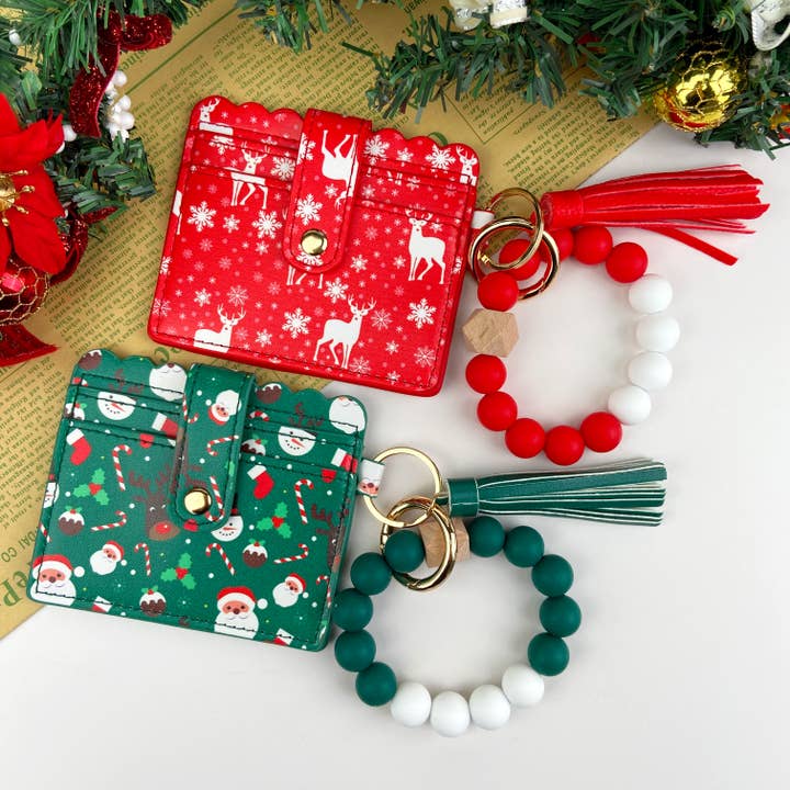 SoapElenGlen – wholesale Keychain bracelet – Christmas Gift Card Holder Silicone Bead Bracelet Keychain9