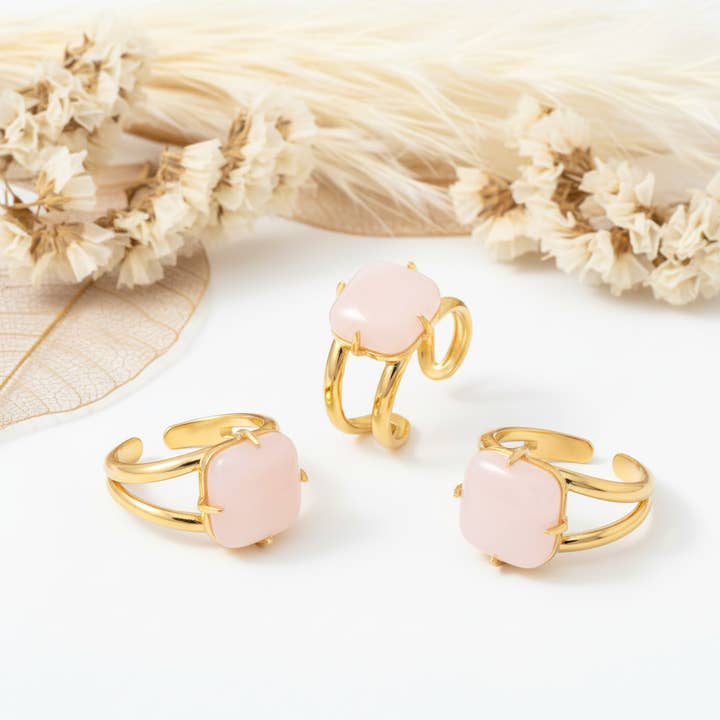 Rose Quartz Stone Ring for wholesale by Produtos Namasté