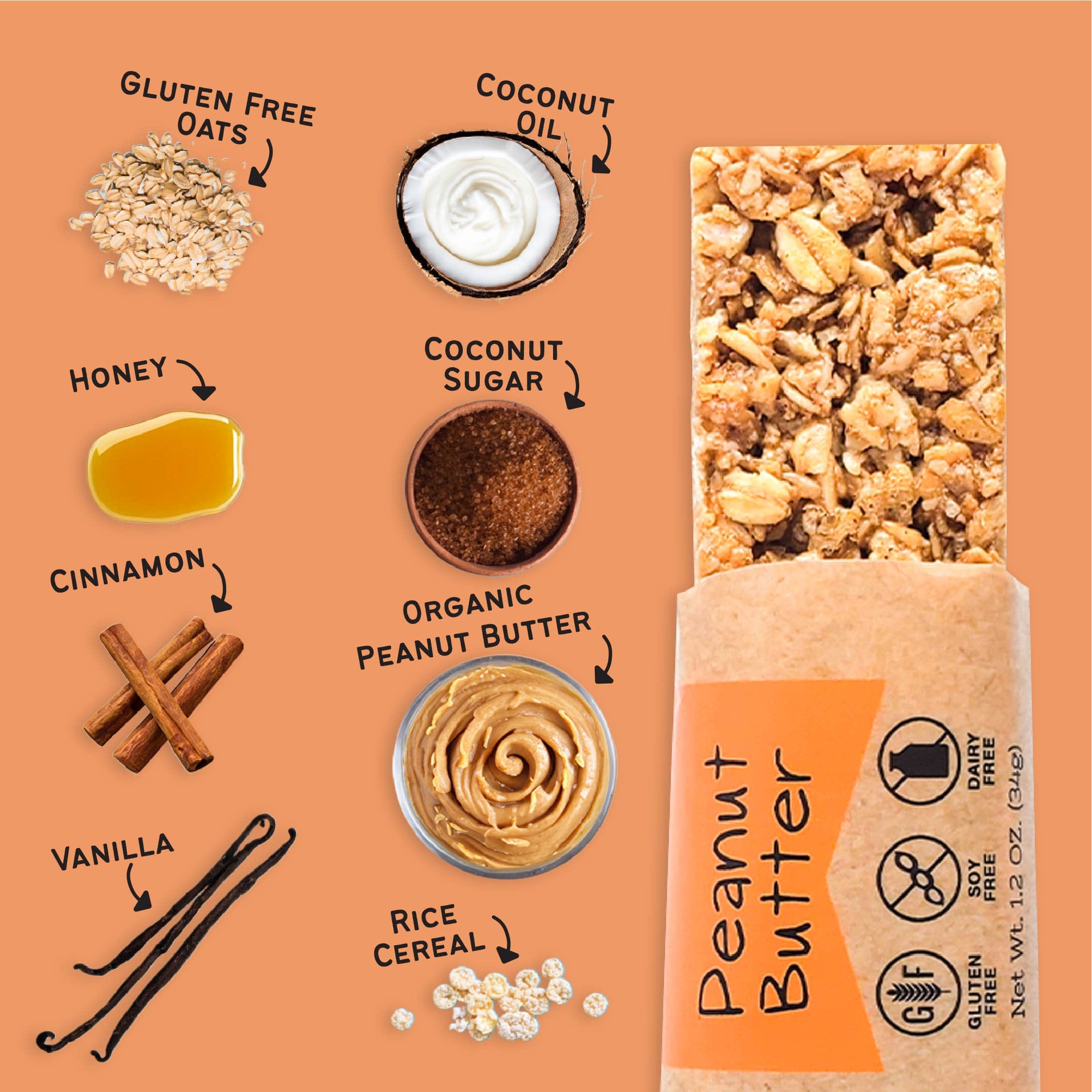 The Gourmet Granola - Wholesale Snack Bar - Peanut Butter Granola Bars - 6 Pack Box2