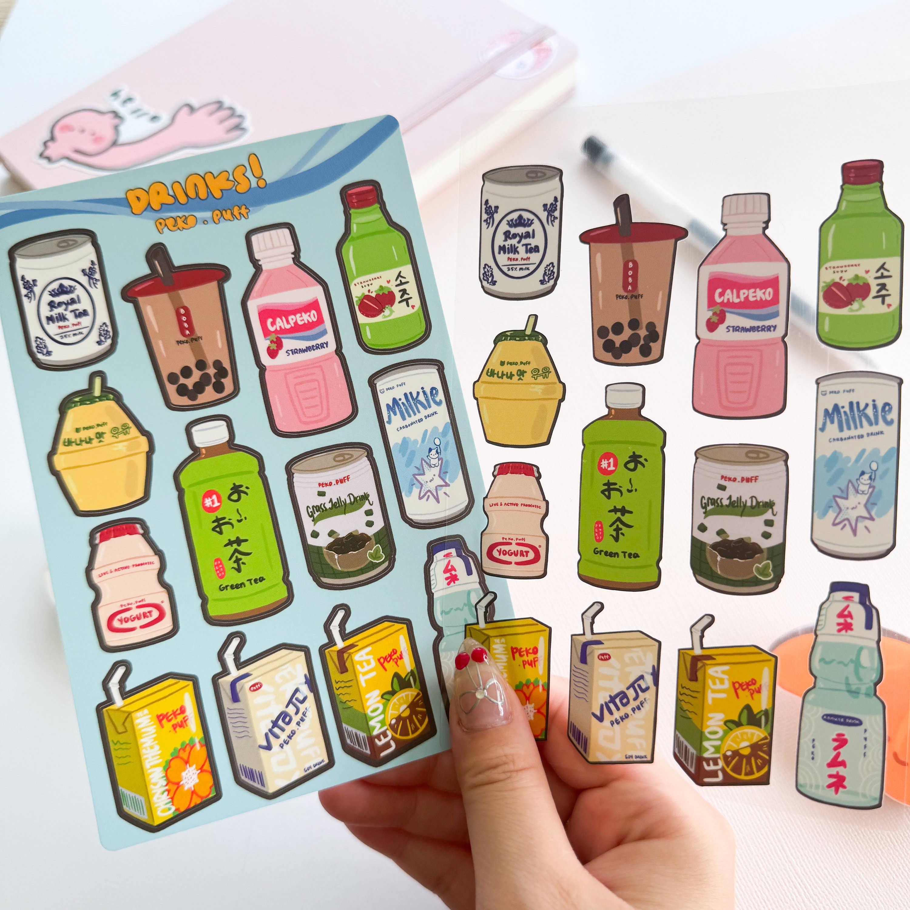 PekoPuff - Wholesale Sticker - Nostalgic Asian Drinks Matte Waterproof Deco Sticker Sheet2