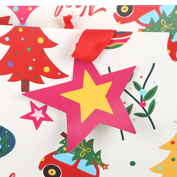 Something Different Wholesale - Vente Pochette cadeau - Sac cadeau de Noël nostalgique coloré moyen de 23 cm2