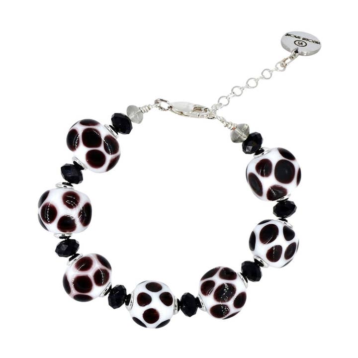 Pulseira Italiana de Bolinhas Murano em Vidro Murano e Cristal Austríaco com Fecho em Prata de 1ª Lei por atacado de Viktoria Simonë