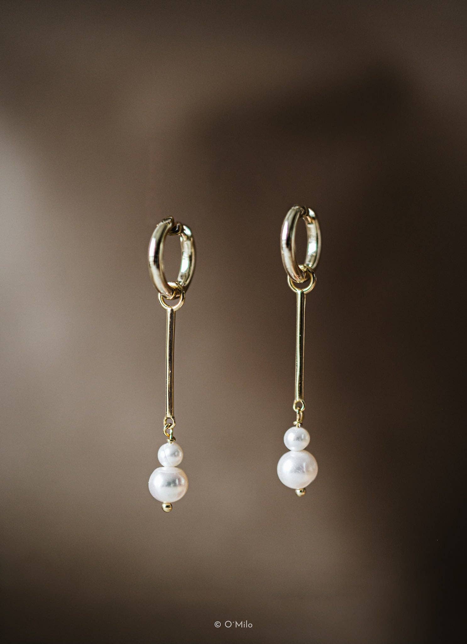 O'Milo - Wholesale Dangle Earrings - Pearl Drop Hoops. Elise6