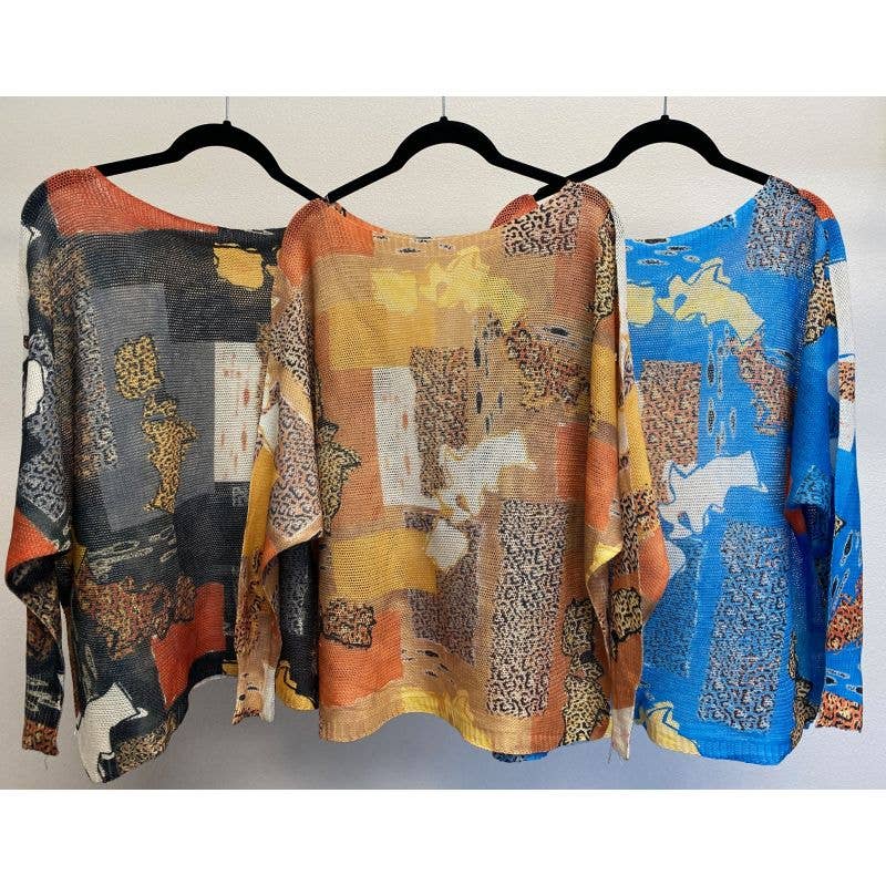 Look Mode Usa - Wholesale Knit Sweater - Women's - "Puzzle" printed batwings  Sweater3