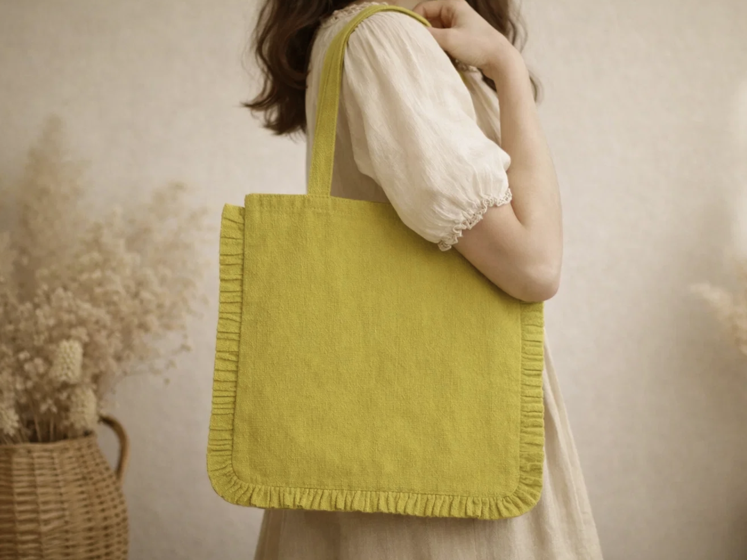 House of Kraft Jewelry & Accessories - Wholesale Tote Bag - Women's - Canvas Ruffle Tote | Canvas Colored Tote Bag | Unbranded 31