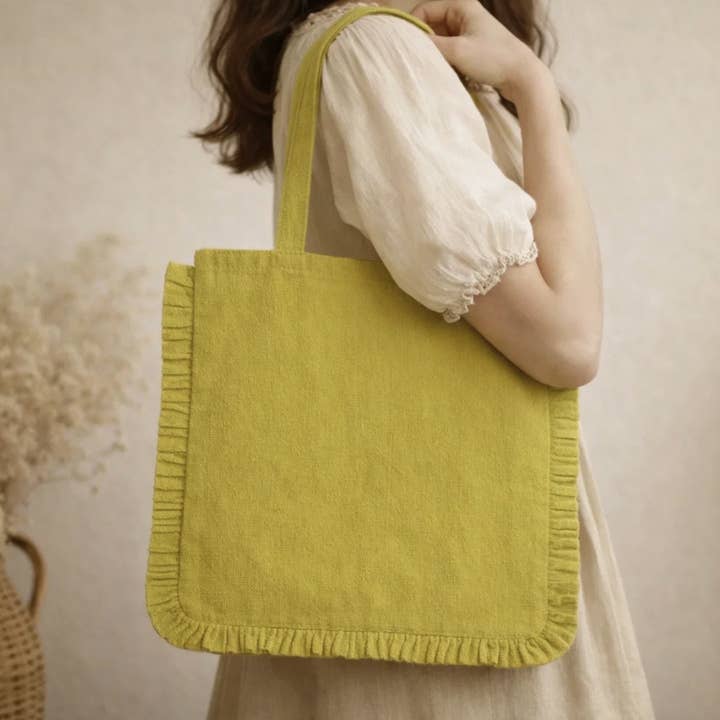 House of Kraft - Wholesale Tote Bag - Women's - Canvas Ruffle Tote | Canvas Colored Tote Bag | Unbranded 30
