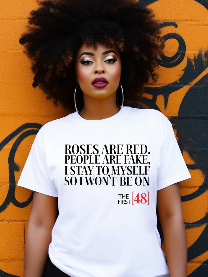 “ROSES ARE RED” STATEMENT T-SHIRT for wholesale by Golden Chic