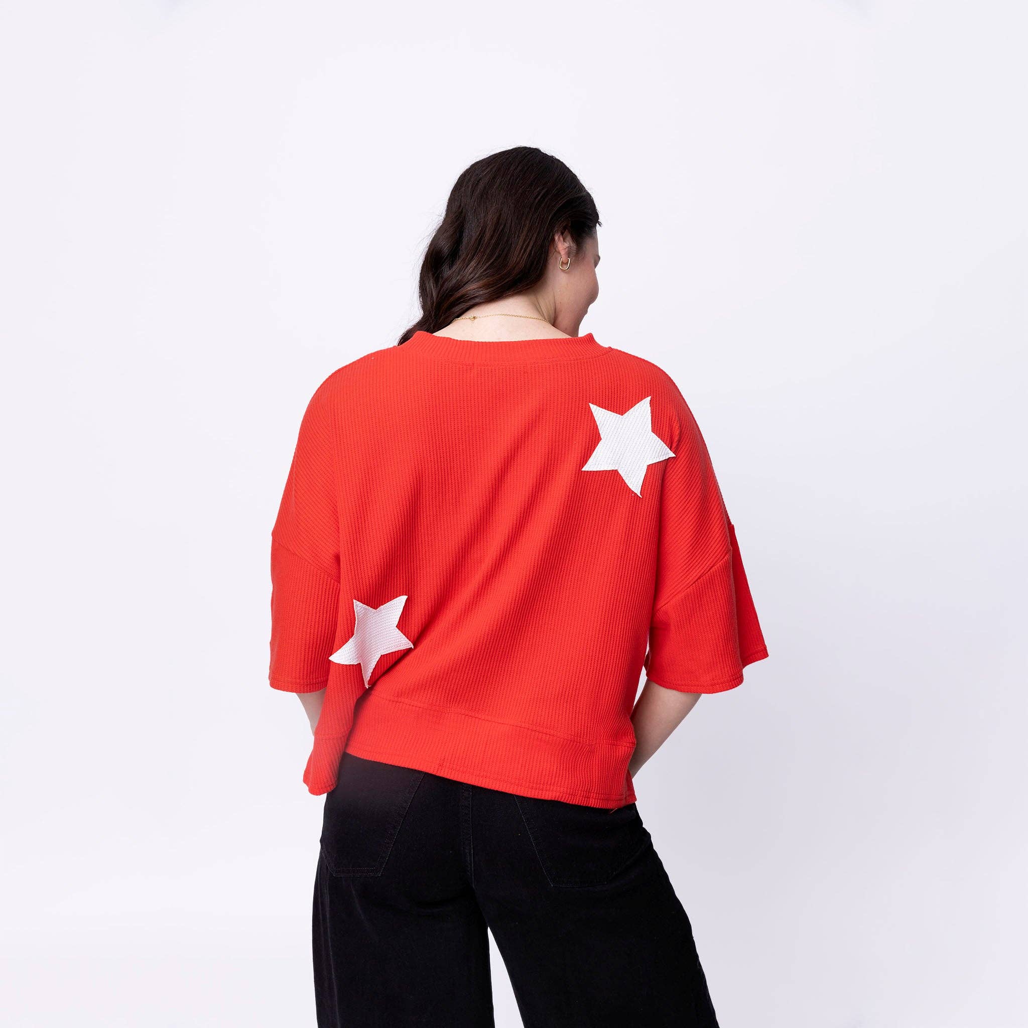 Love in Faith - Wholesale Knit Top - Women's - God Shed His Grace Waffle Knit Boxy Tee0