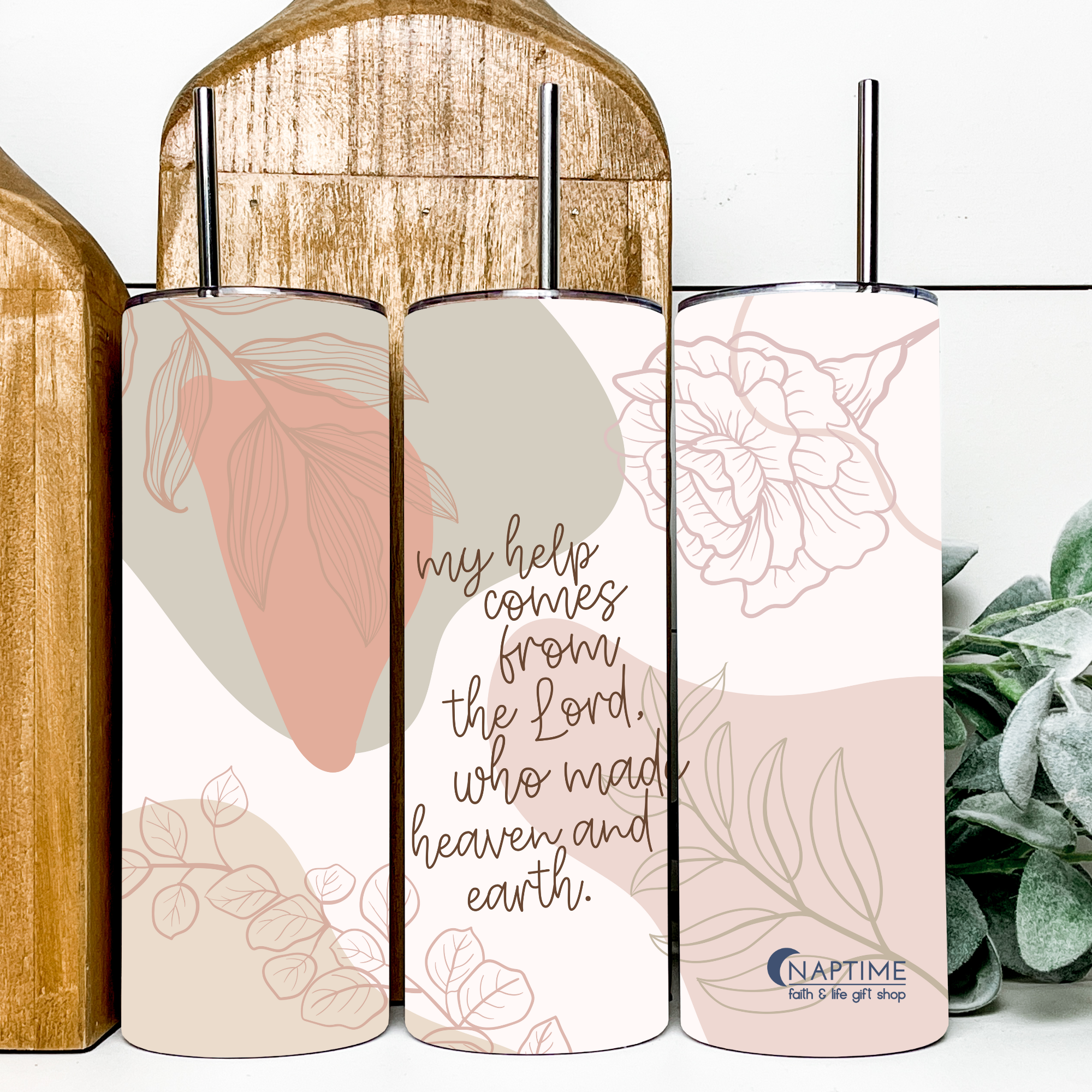 Faith & Life Christian Brands - Wholesale Insulated Mug/Tumbler - My Help Comes from the Lord Stainless Steel Skinny Tumbler B2