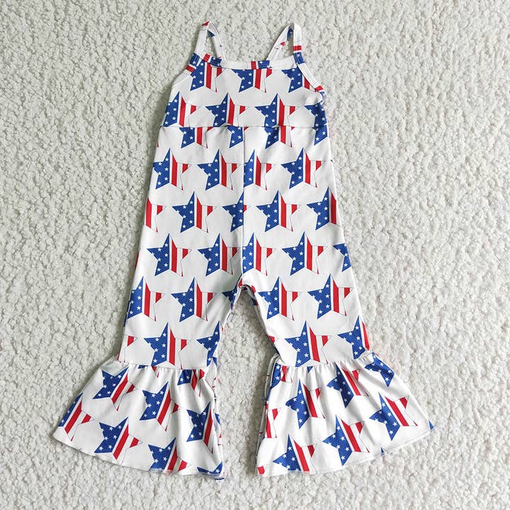 Aier Wholesale - Wholesale Jumpsuit - Kids - Sibling Baby Girls 4th Of July Summer Bell Bottoms Jumpsuits