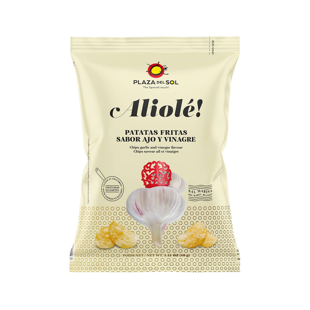 Plaza del sol - Wholesale Chips - Potato chips Aliolé (Garlic and vinegar sauce flavor) 40g