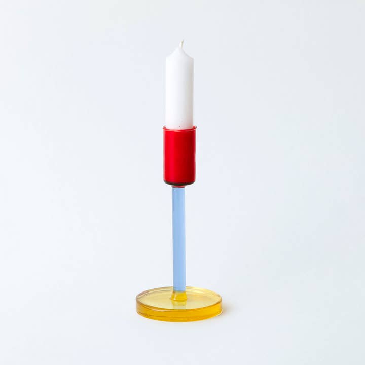 Block Design - Wholesale Candle Holder - Glass Candlestick - Tall