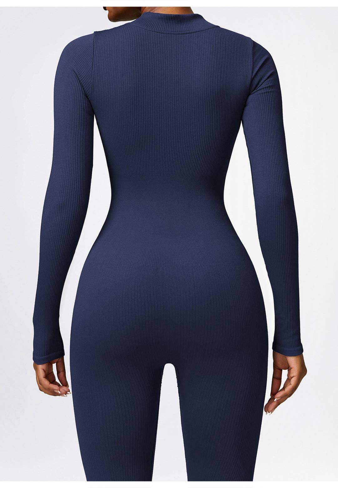 Active by Anna-Kaci – wholesale Unitard – Women′s – Zip-Up Ribbed Knit Unitard Jumpsuit8