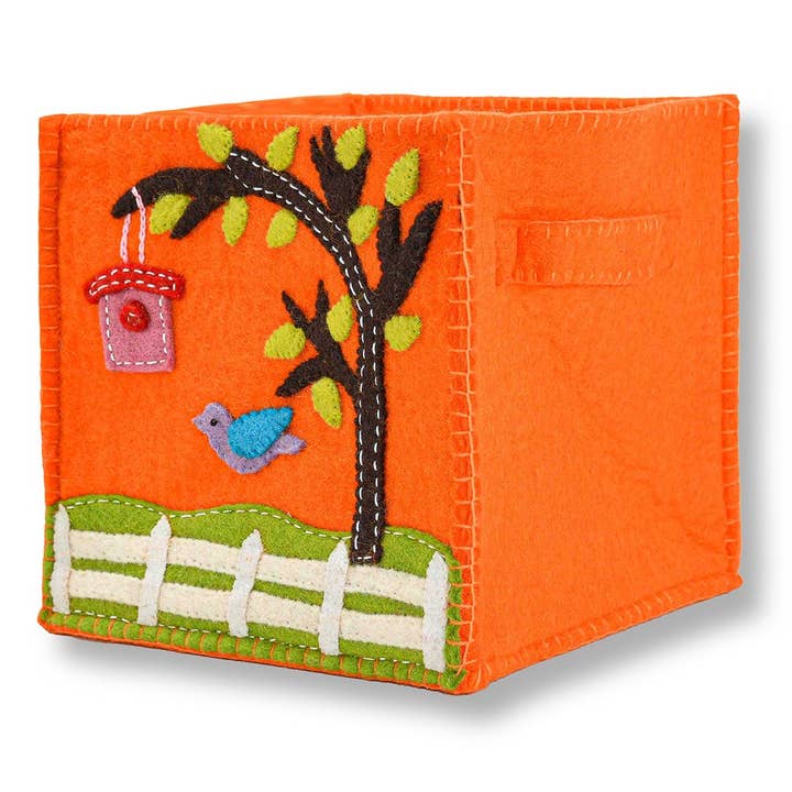 Tree and bird flying Felted Basket- Medium for wholesale by BNB Crafts Inc.