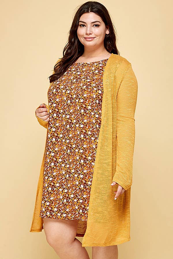 Winslow Collection - Vente Ensemble haut et jupe - Femme - ENSEMBLE ROBE GRANDE TAILLE A LINE AVEC CARDIGAN A459866E98X1