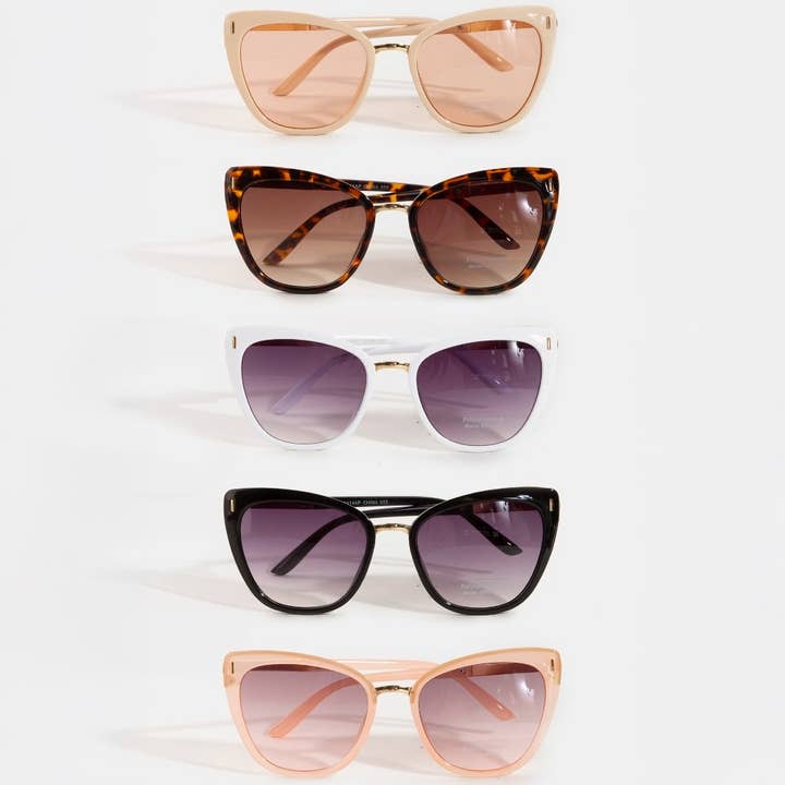 ASSORTED Acetate Frame Round Sunglasses Set for wholesale on Faire