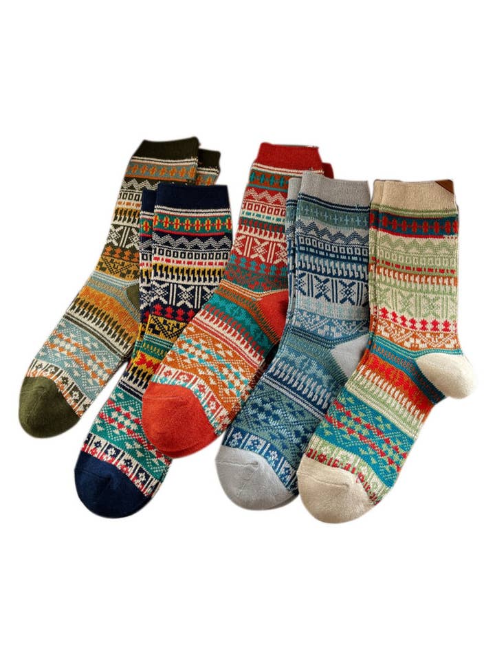 Rufia - Vintage Geometric Pattern Women's Mid-Calf Socks for wholesale by Funkyrel® Atzbranding Limited