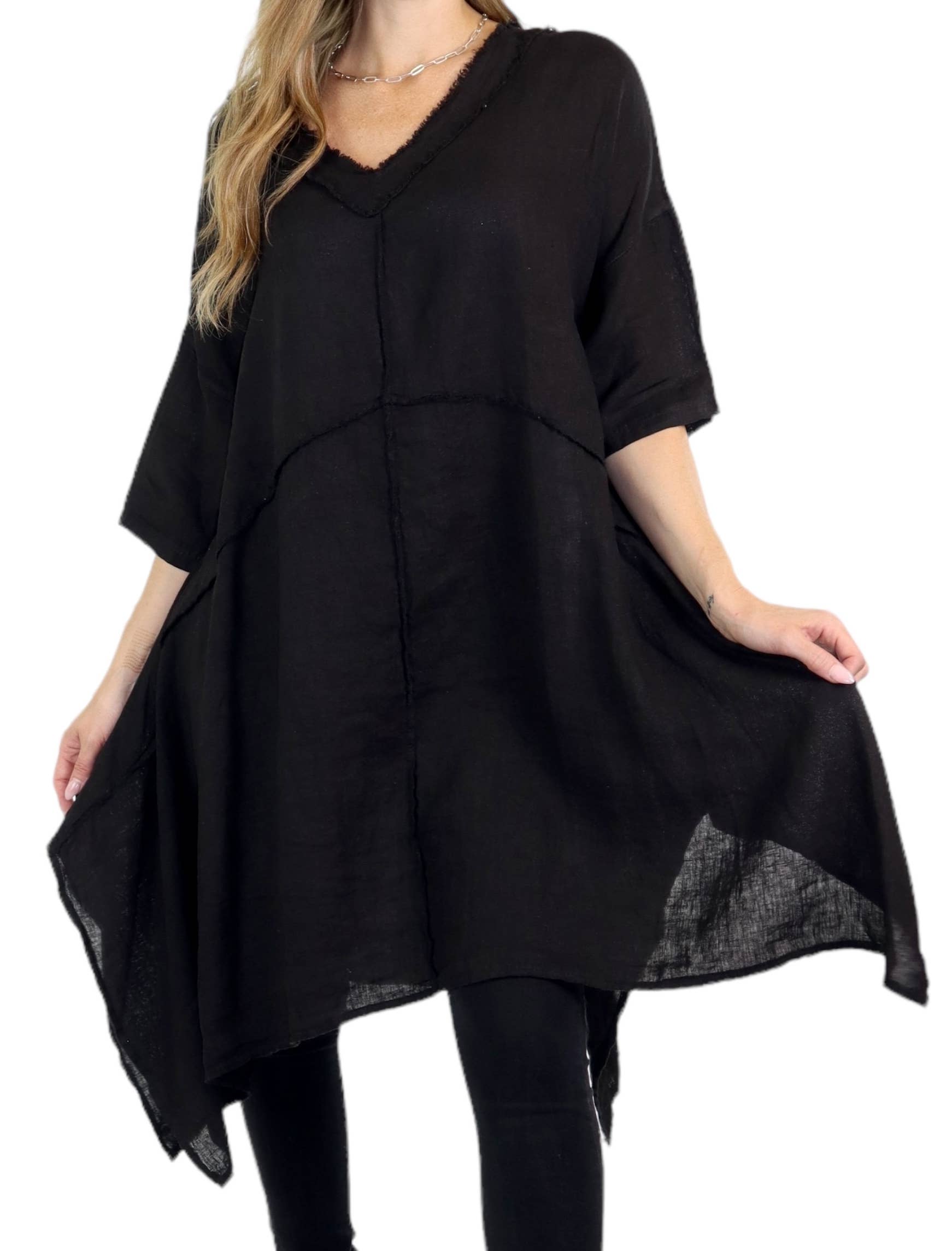 LINEN AND GAUZE - Wholesale Tunic - Women's - Asymmetrical and chic One size Premium washed Linen Tunic6