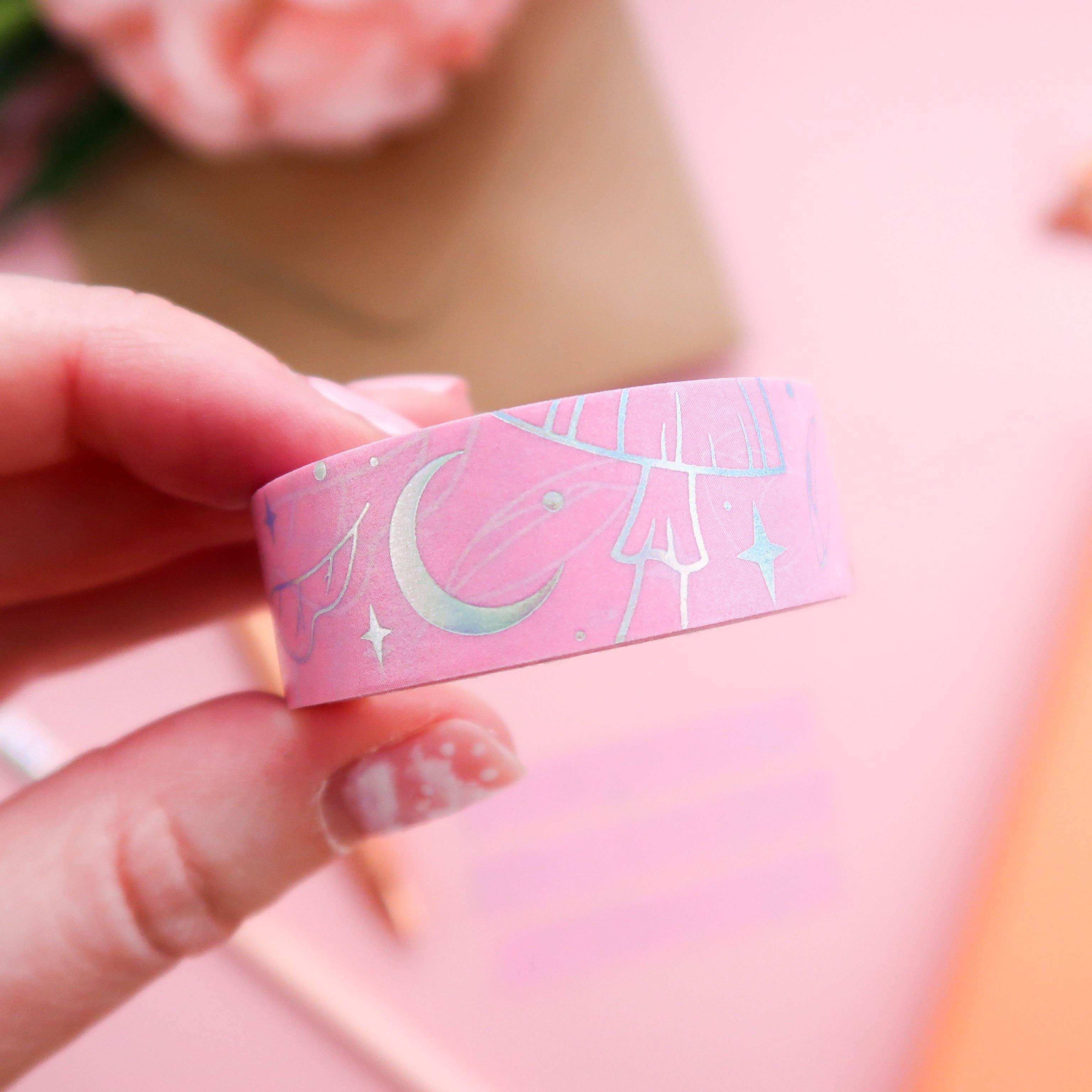 Lula Rocks – wholesale Washi tape – Witchy Delights Pink Holographic Silver Foil Washi Tape5