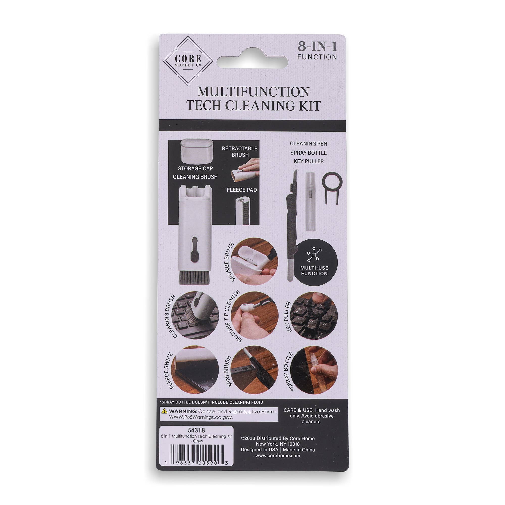 Core Home - Wholesale Cleaning Brush - 8 in 1 Multifunction Tech Cleaning Kit - Onyx12