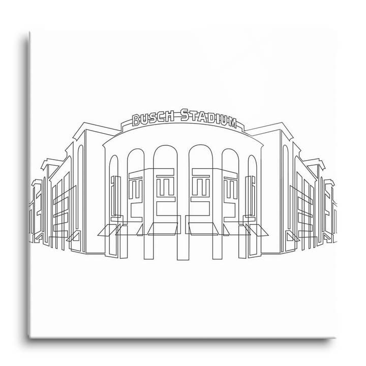 Minimalist B&W Missouri Busch Stadiu|12x12 Glass Plaque for wholesale by Love Local