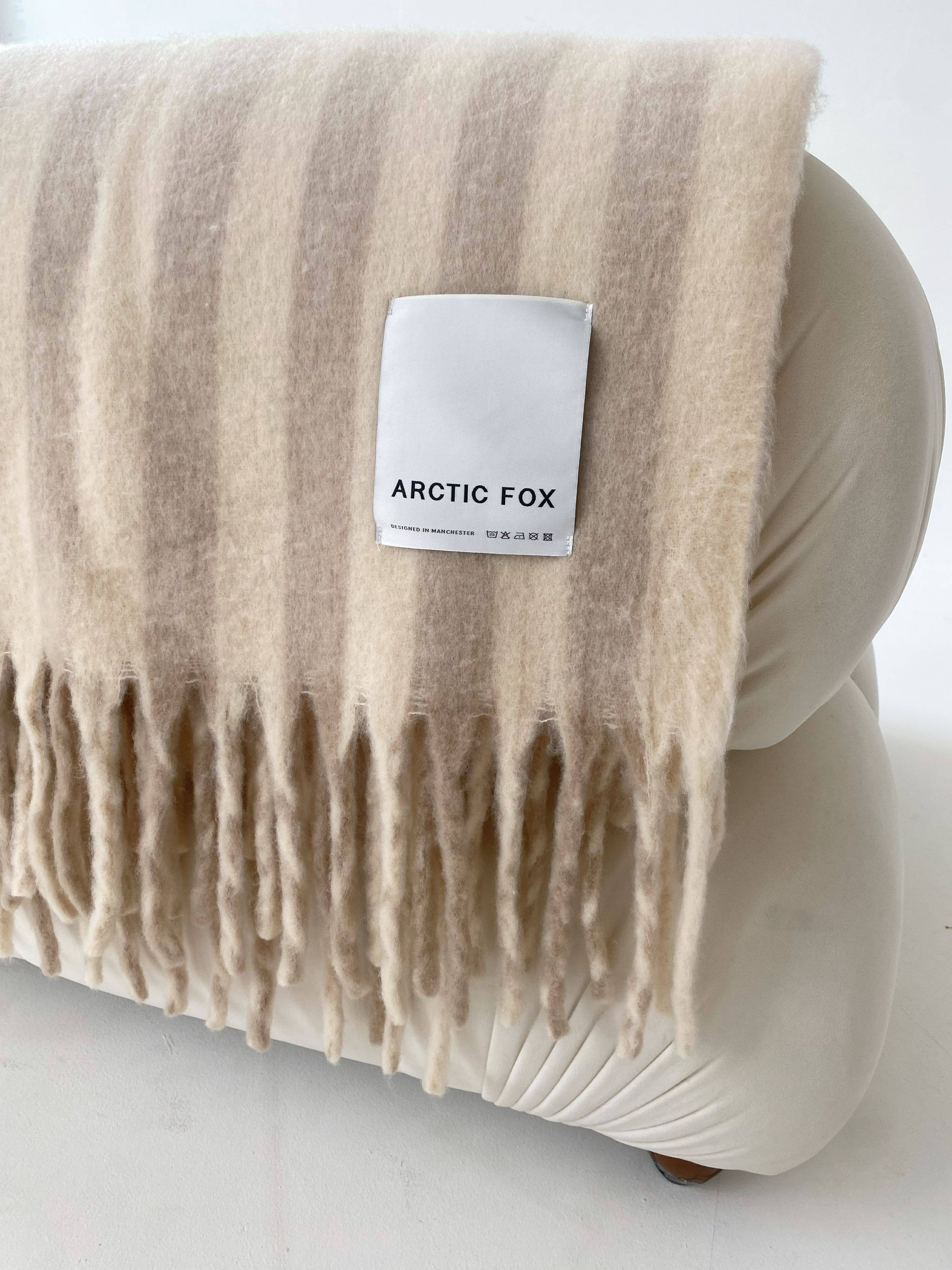 Arctic Fox & Co. - North America - Wholesale Throw Blanket - The Wool Stripe Throw - Pale Taupe Stripe - FW255