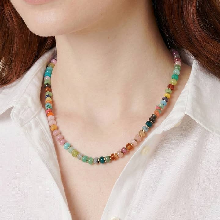 Collier de perles ombré marbré mixte de 17 pouces Cadeau de bijoux pour la vente par Verita Lane