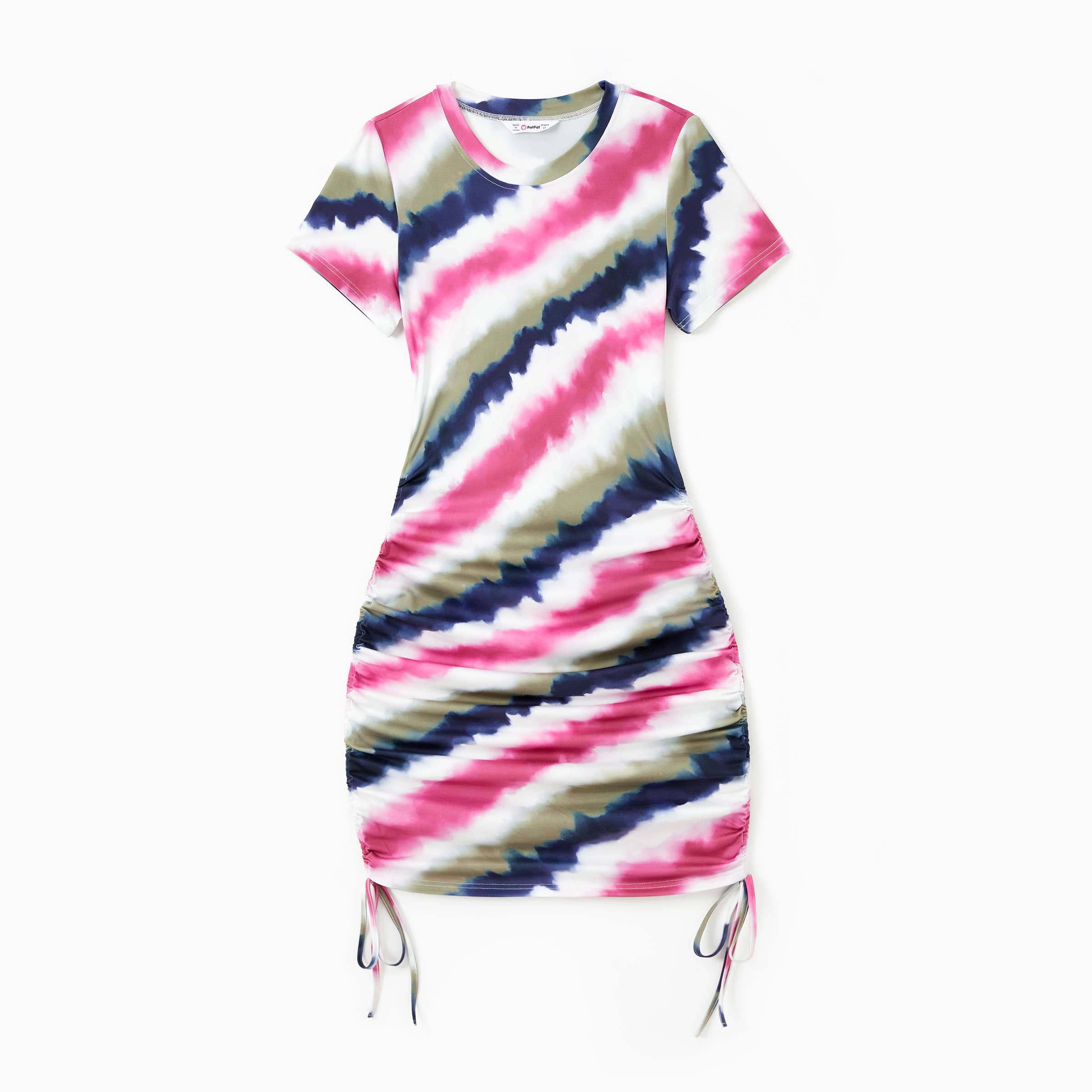 Multi color Family Matching Tie-Dye Diagonal Striped Tee or Dress for wholesale on Faire3