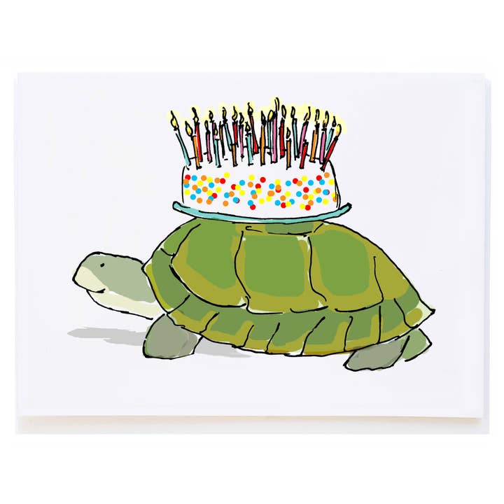 Turtle with Cake for wholesale by mollyOcards