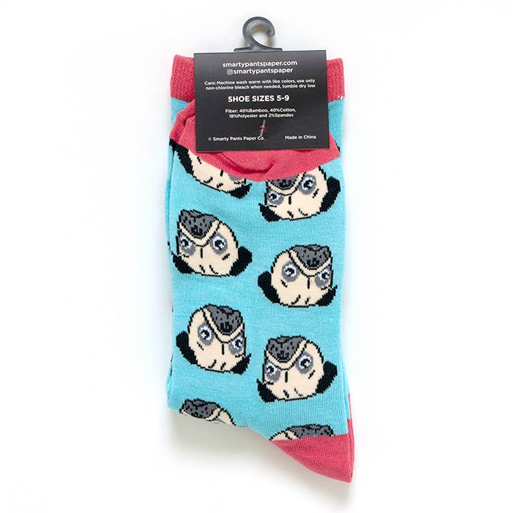 Smarty Pants Paper - Vendita all'ingrosso Calzini - Donna - Calzini da donna in misto bambù con motivo Tan Pug