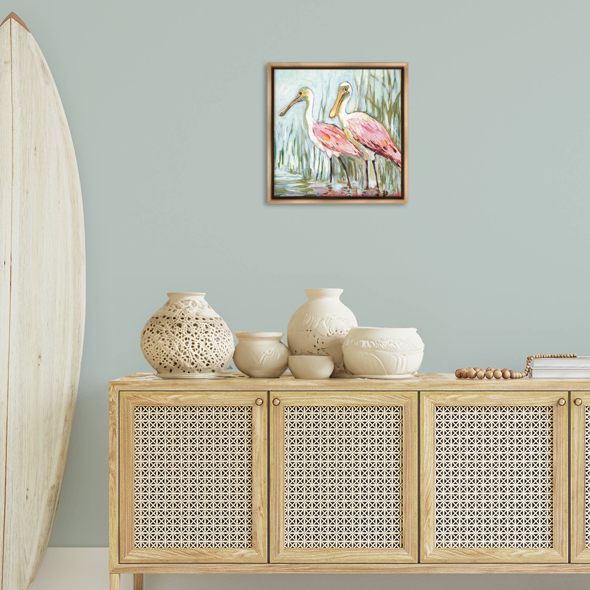 Stupell Industries - Wholesale Canvas Art - Spoonbill Birds Pair Floating Frame11