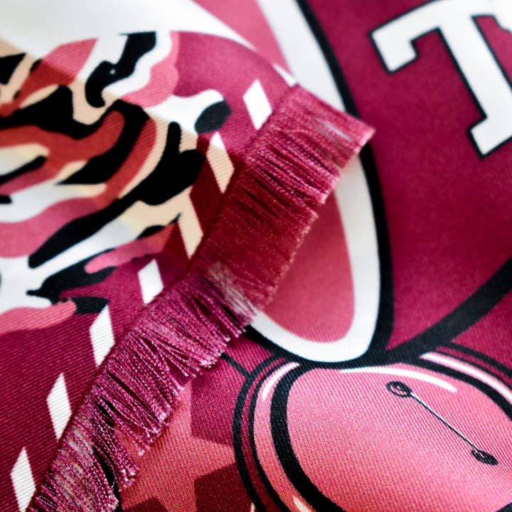 Saturday Silks - Wholesale Scarf - Women's - Maroon Fringed Spirit Scarf™3