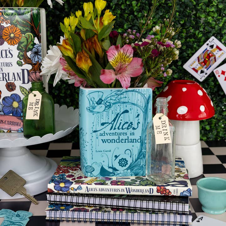 Steel Mill and Co. - Vente Vases - (PACK CADEAU) Petit Vase Livre, Alice au Pays des Merveilles - Bleu1