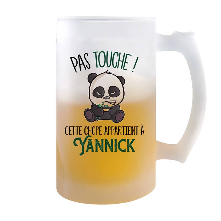 Chope de bière Yannick Pas Touche Panda pour la vente par Planetee