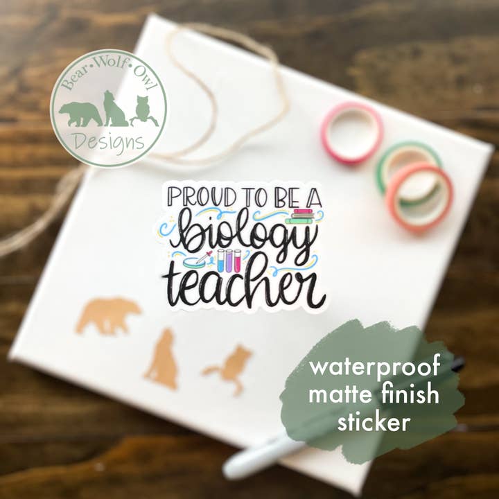 Orgulho de ser Professor de Biologia - Vinyl Sticker por atacado de BearWolfOwl Designs