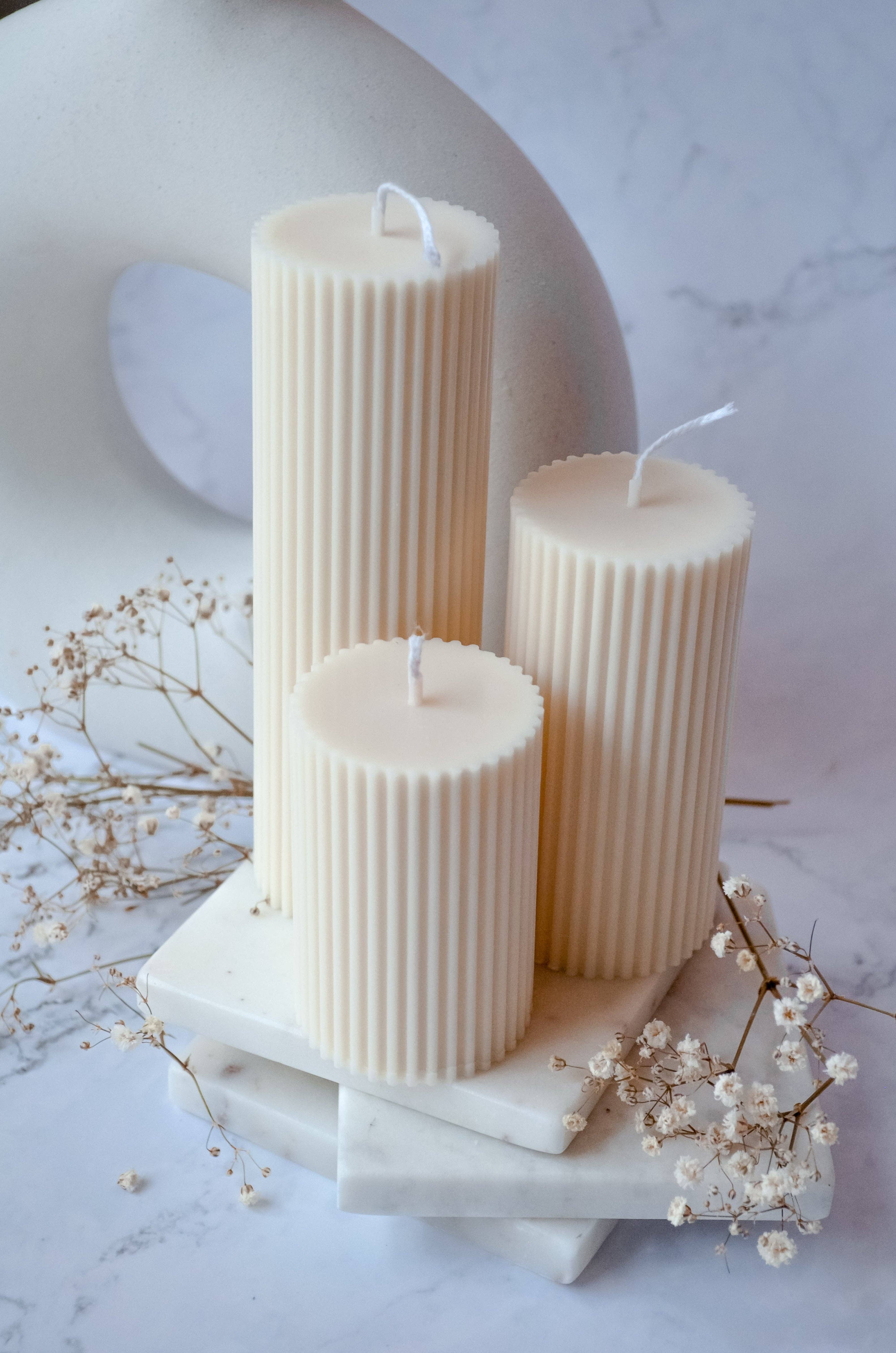 Hiroyi Decor – wholesale Pelarljus – Trio med räfflade pelarljus1