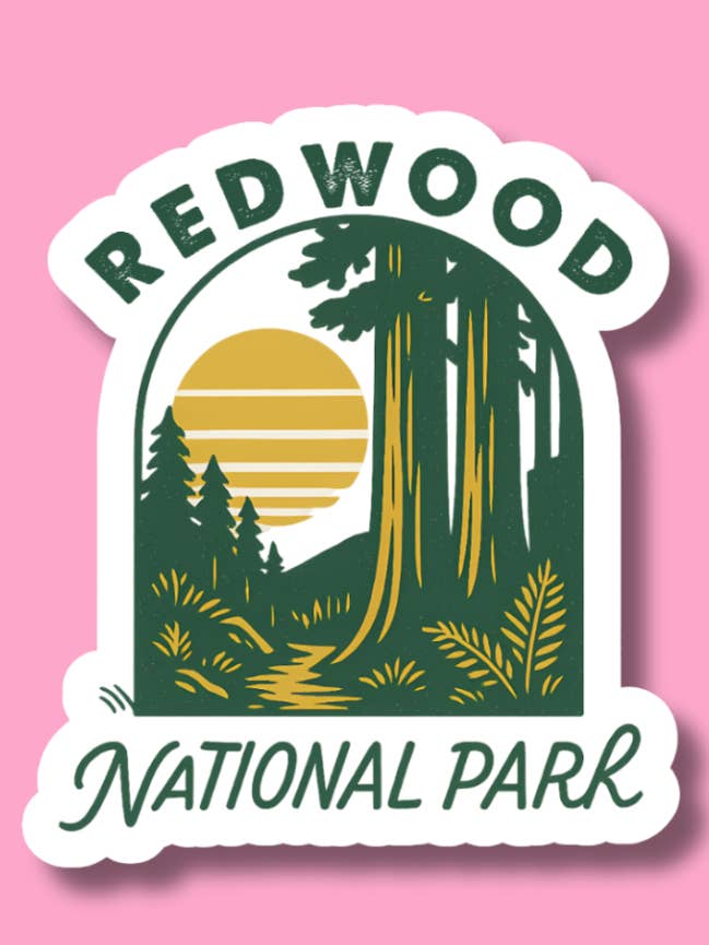 Redwood National Park Klistermärke, Kalifornien Vandring Camping för wholesale av ShopSourSweetener