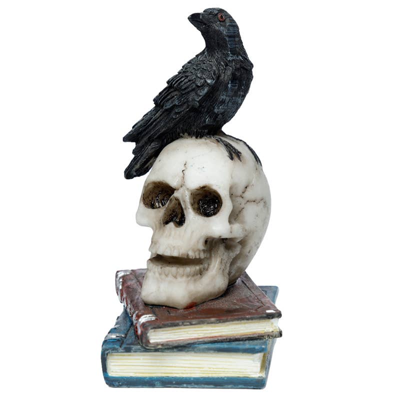 Puckator Ltd – Ornamento por atacado – Corvo em pé no ornamento de caveira e livros4