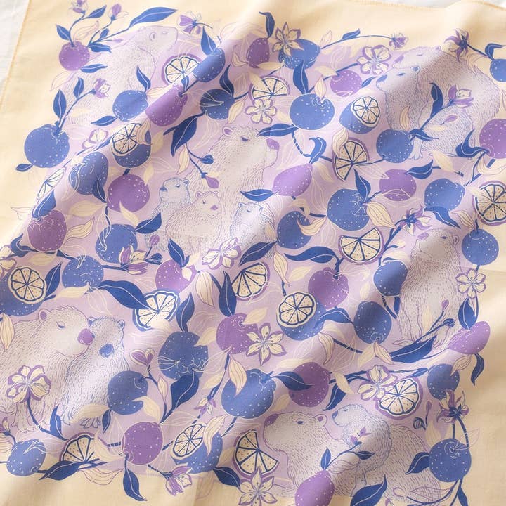 Capybara Yuzu Art Bandana Scarf (Veryperi) for wholesale by sol&mar art co.