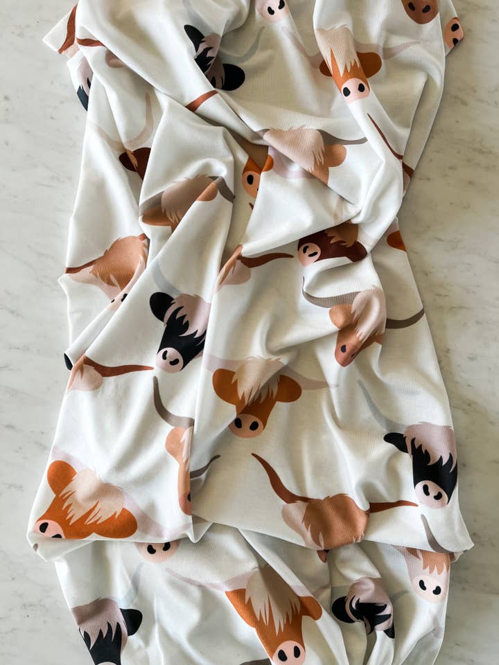 Boho + Babe - Wholesale Swaddle – Baby - Swaddle Blanket - Highland Cows2
