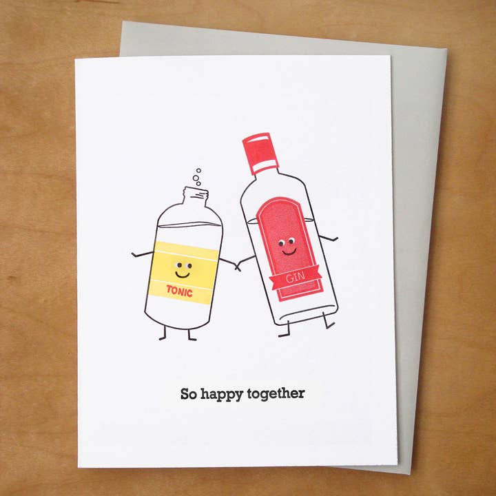 Cartão feliz juntos de gim e tônico por atacado de McBitterson's
