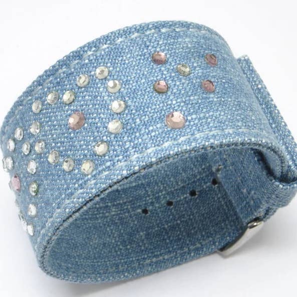 Declic - Wholesale Bangle Bracelet - Jeans and crystals bracelet 30, sale in 5 assorted designs2
