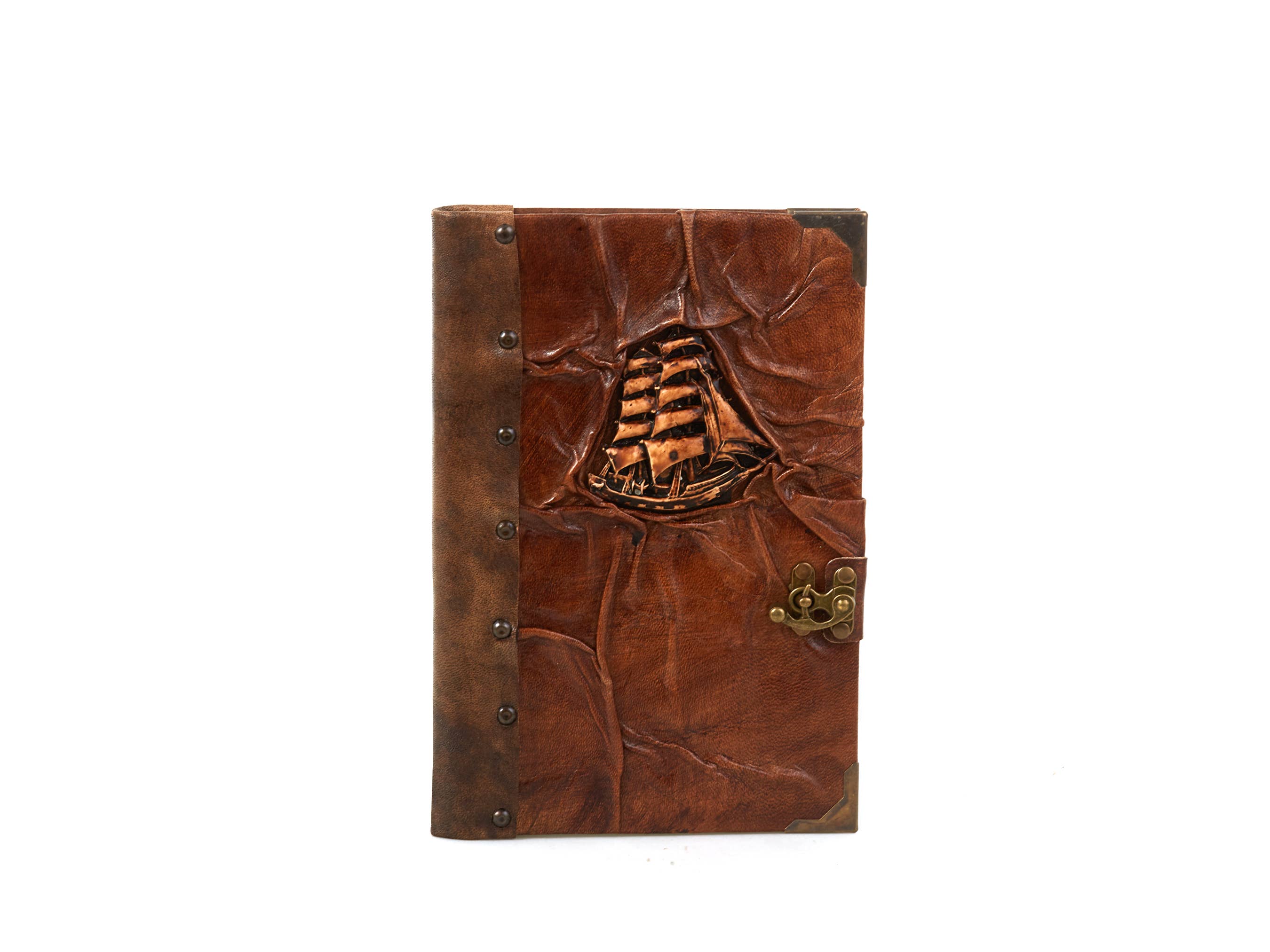 ML Marcaleather – Engroshandel Notesbog – Sejlskib Figur Notebook Brun Dagbog Læder Håndværk6