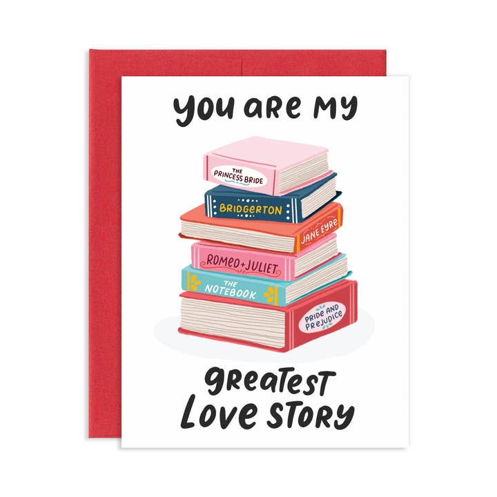 Books Love Story Greeting Card for wholesale by Grey Street Paper