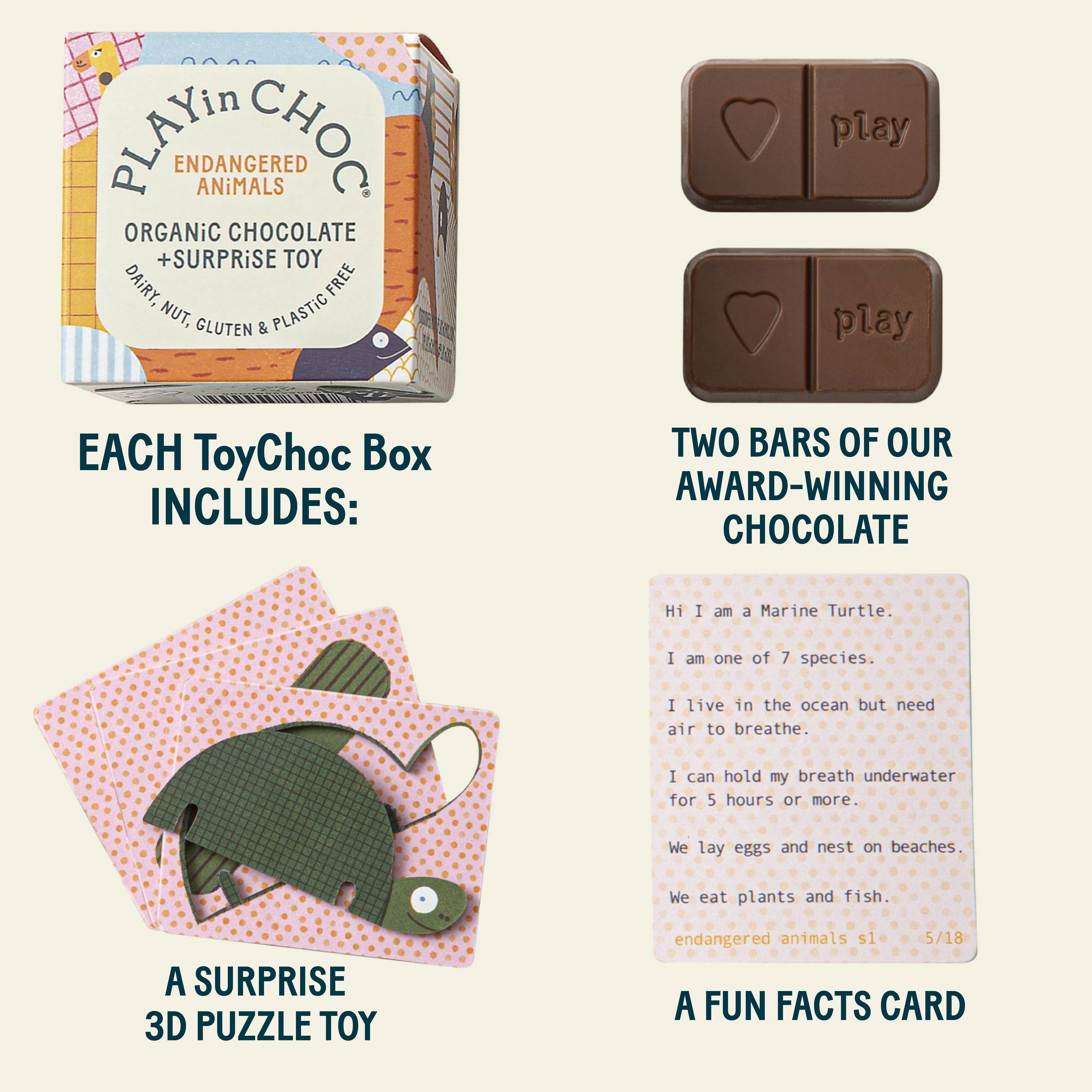 PLAYin CHOC - Wholesale Chocolate Box - ToyChoc Box® (x18) ENDANGERED ANiMALS3