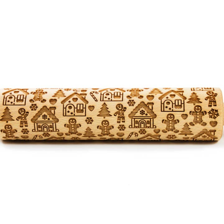 Grand rouleau à pâtisserie à motifs Maison en pain d'épices pour la vente par Folkroll