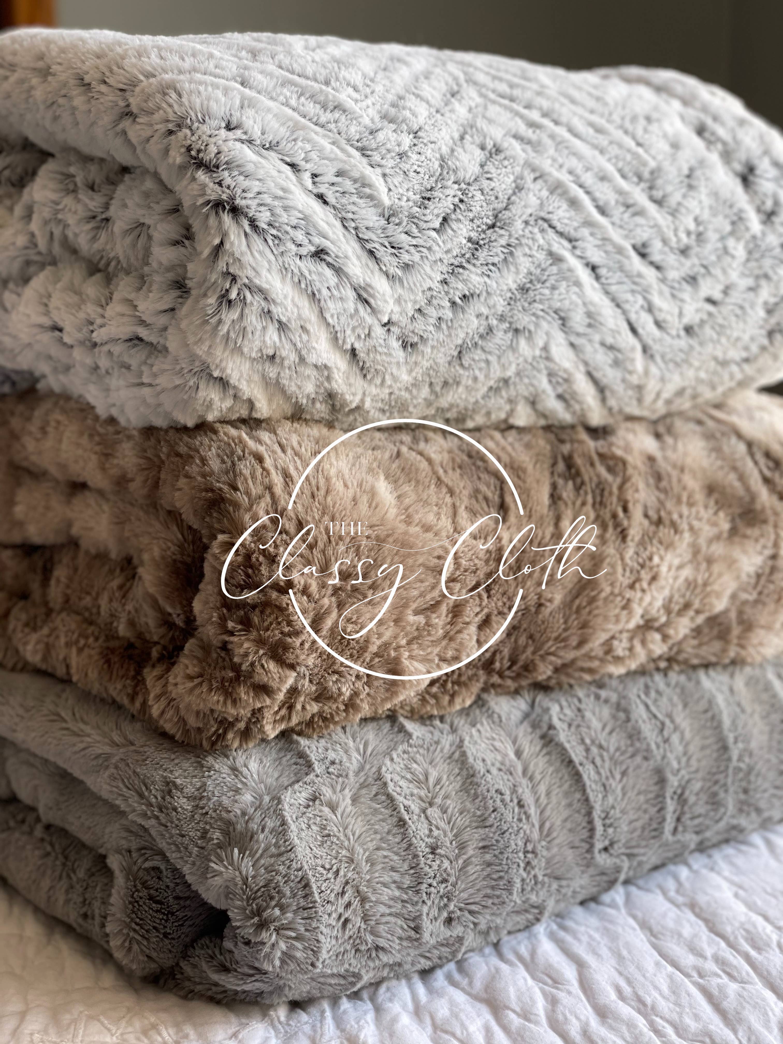 The Classy Cloth WS - Vendita all'ingrosso Plaid - Coperta in pelliccia sintetica super morbida - Grey Pebble RTS7