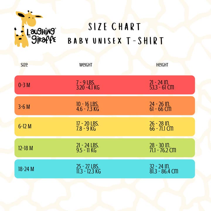 Laughing Giraffe - Wholesale T-Shirt - Baby - Infant Baby Short Sleeve T-Shirt Sublimation Blanks DIY